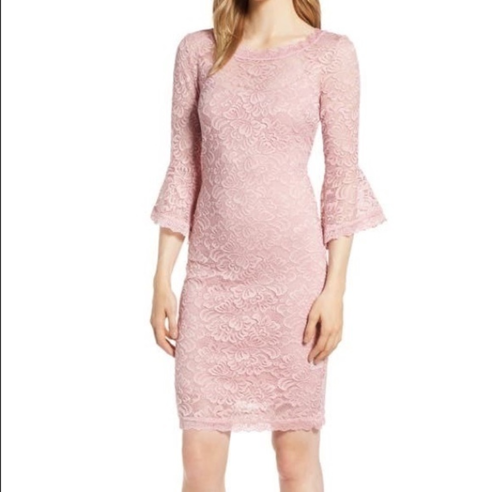 Rosemunde Lace Bell Sleeve Pink Blush Dress XL NWT